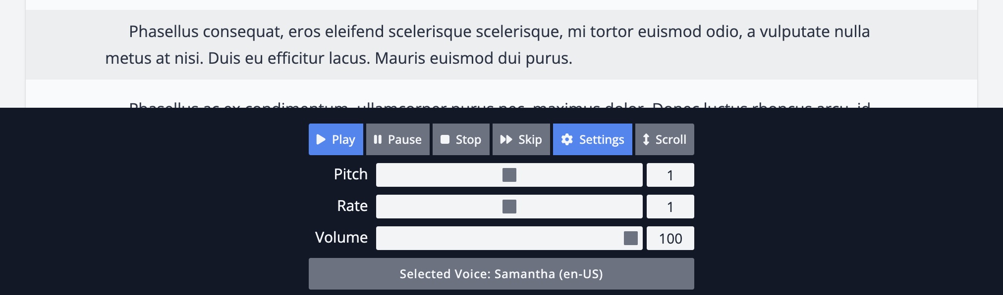 Text-To-Speech Interface