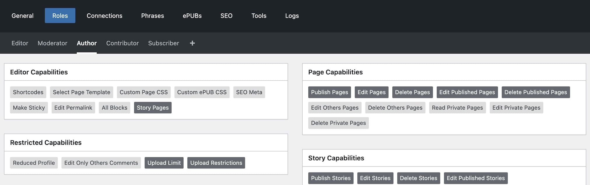 Roles Settings Preview