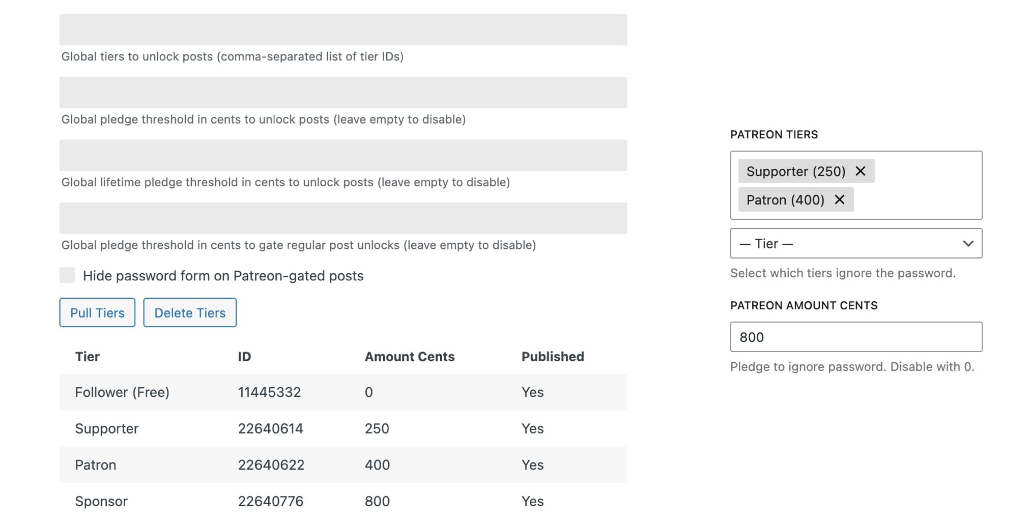 Patreon Gate Settings